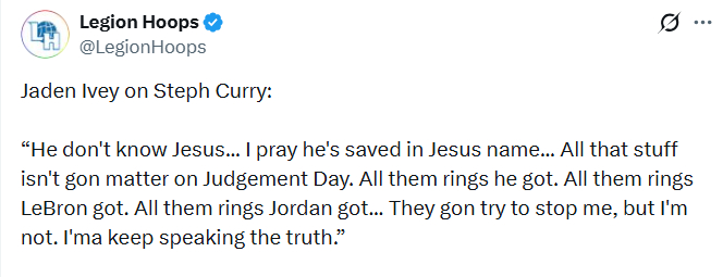 公牛裁掉艾维后直播谈论库里信仰引发争议