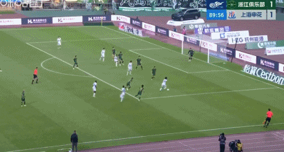 申花客场1-1浙江队 杨皓宇错失绝杀良机遭红牌罚